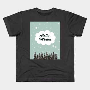 Hello winter landscape drawing Kids T-Shirt